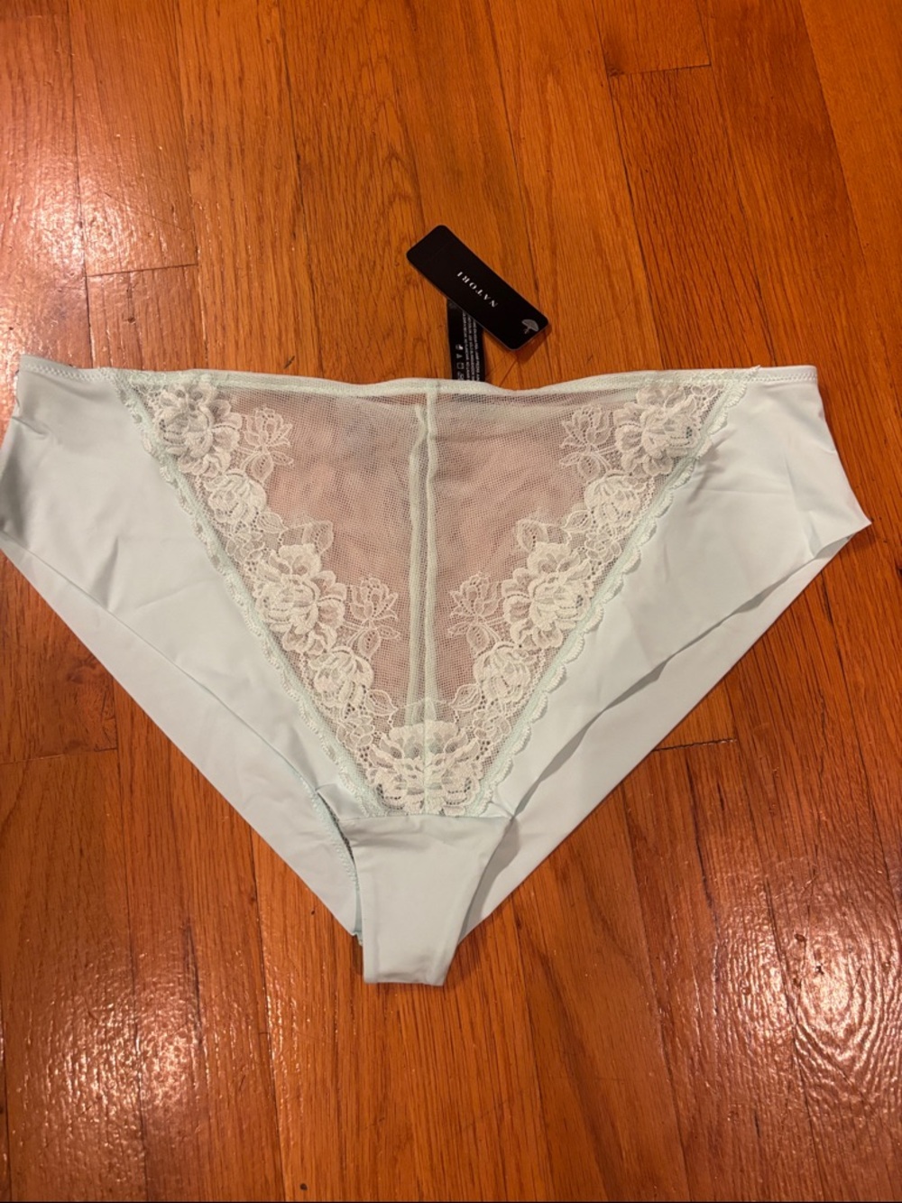 Natori Lace-Panel Bikini Briefs in Light Mint New XL